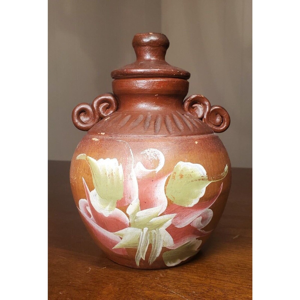 Vintage 5.5" Pottery China Yixing Ginger Jar Crock - Unique Handpainted